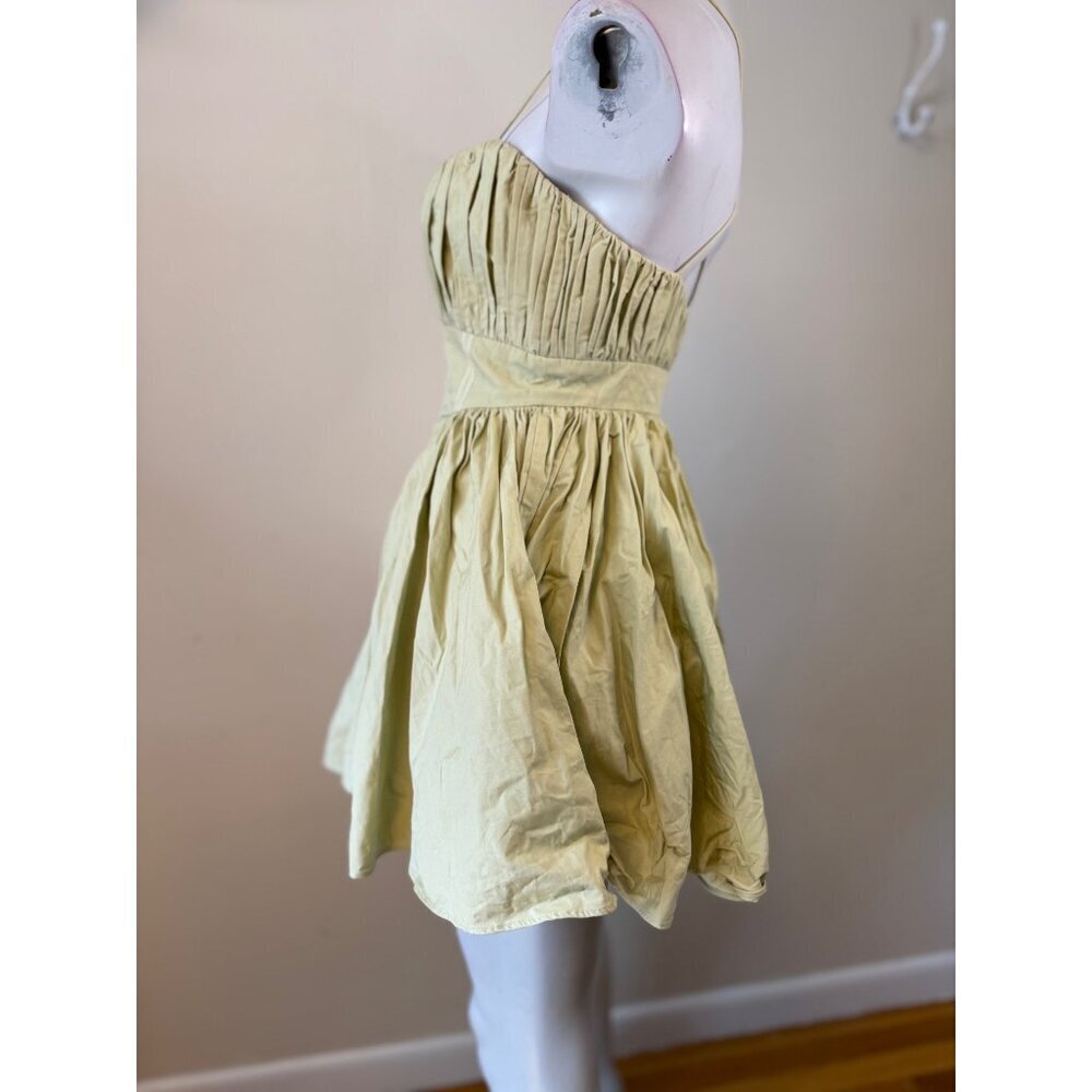 Asos Design Cotton Structured Mini Dress With Corset Detail In Light Green Sz 8 - Picture 8 of 12